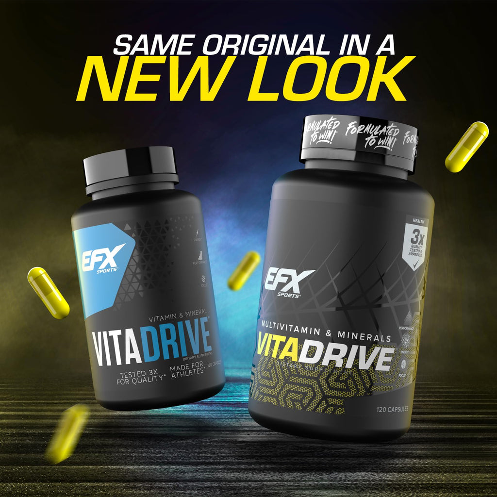EFX Sports Vita Drive | Multivitamin Formulated for Athletes | Complex of Vitamins, Minerals, Micronutrients, & Antioxidants | 30 Servings, 120 Capsules