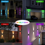 Solar Lights Outdoor,8 Lighting Modes Dusk to Dawn Lighting Wall Sconce IP67 Waterproof Up and Down Solar Wall Light Front Door Light for House, Garage, Porch,Doorway,Fence,Festival Decor (4 PACK)