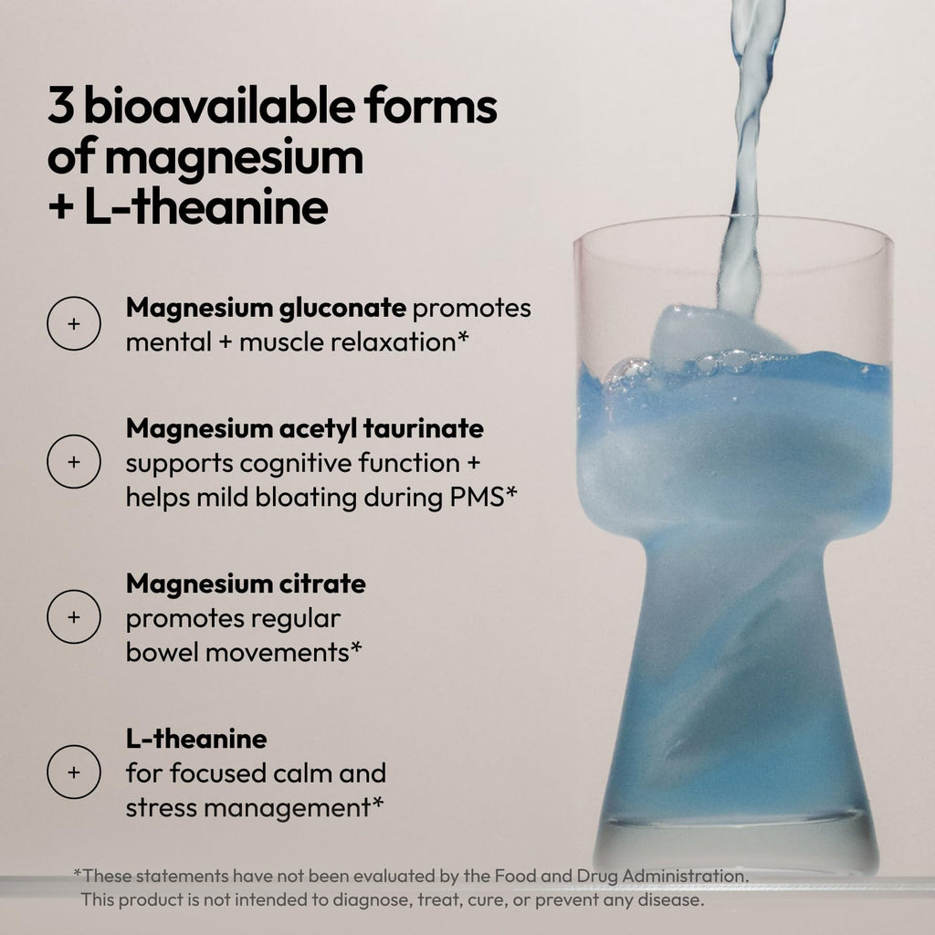 Moon Juice Magnesi-Om Magnesium Powder Supplement - Chelated Magnesium Complex + L-Theanine Blend for Rest, Relaxation & Regularity - Vegan, Non-GMO & No Sugar, Blue Lemon, 7.7 oz, 55 Servings