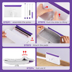 wlich Baseboard Cleaner Tool with Handle 2.0, 60" Extendable Long Handle, Dust Trapping and Locking, 5 Reusable Pads, Purple Base Boards Cleaning Tool for Moldings, Wall, Floor, Bathroom, Kitchen