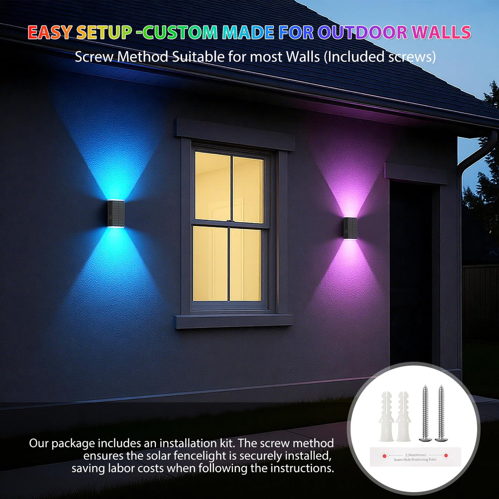 Solar Lights Outdoor,8 Lighting Modes Dusk to Dawn Lighting Wall Sconce IP67 Waterproof Up and Down Solar Wall Light Front Door Light for House, Garage, Porch,Doorway,Fence,Festival Decor (4 PACK)