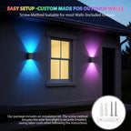 Solar Lights Outdoor,8 Lighting Modes Dusk to Dawn Lighting Wall Sconce IP67 Waterproof Up and Down Solar Wall Light Front Door Light for House, Garage, Porch,Doorway,Fence,Festival Decor (4 PACK)