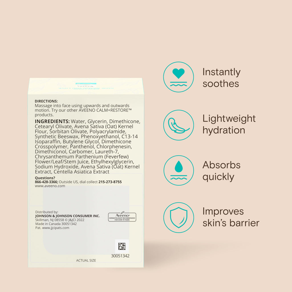 Aveeno Calm + Restore Oat Gel Moisturizer, Fragrance-Free, 1.7 oz