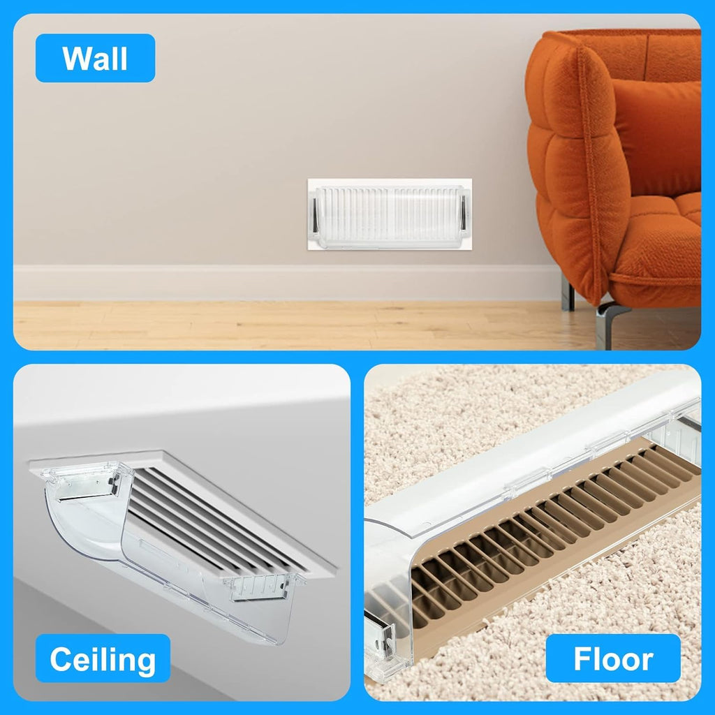 Air Vent Deflectors Adjustable Magnetic Heat and Vent Cover,9" to 15"Inches-Heavy Duty Unbreakable Plastic with Magnet Secure Design,for Vent Covers for Home Floor,Sidewall,Ceiling Registers,4 Pack