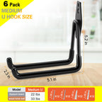 LUPYJI 6 Pack Garage Hooks Heavy Duty Storage Organizer Wall Mount Power and Garden Tool Hangers, for Hanging Ladders, Ropes, Hose, Bulk Items