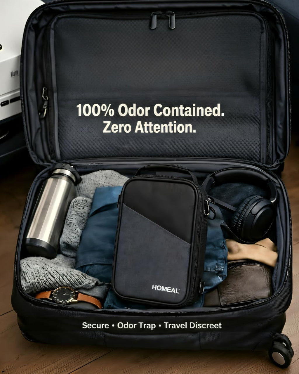 HOMEAL Smell Proof Bag with Combination –Lockable Discreet Carbon Odor Control for Home Car, Hotel & Flight – Secure Privacy Storage, Daily Travel Carry