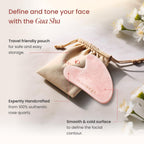 PLANTIFIQUE Massage Ritual Set Premium Certified Rose Quartz Gua Sha + Vitamin C Serum Skin Care Set, Birthday Gifts for Women, Teens, Mom, Brides