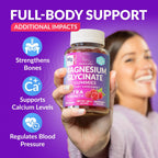 Magnesium Glycinate Gummies 400mg, Muscle Support and Relaxation, Magnesium Supplement for Women, Men and Kids, High Absorption, Sugar Free, Vegan, 60 Days Supply, Raspberry Flavor
