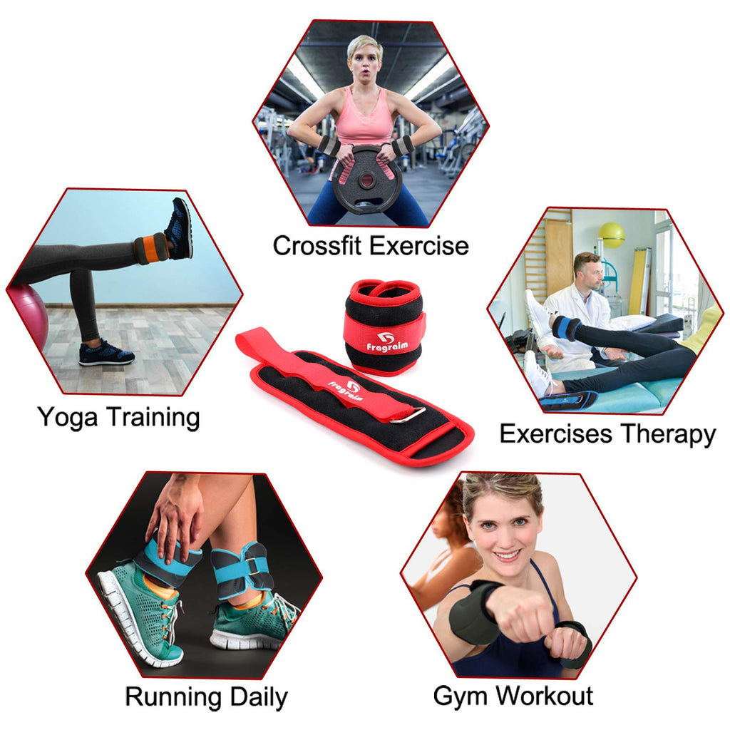 Ankle Weights for Women, Men and Kids - 0.5 LB x 2 Strength Training Wrist/Leg/Arm Weight with Adjustable Strap for Jogging, Gymnastics, Aerobics, Physical Therapy (Red)