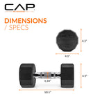 CAP Barbell unisex adult 12-Sided Series 12 Sided Coated Dumbbell, Black, 15-Pound US