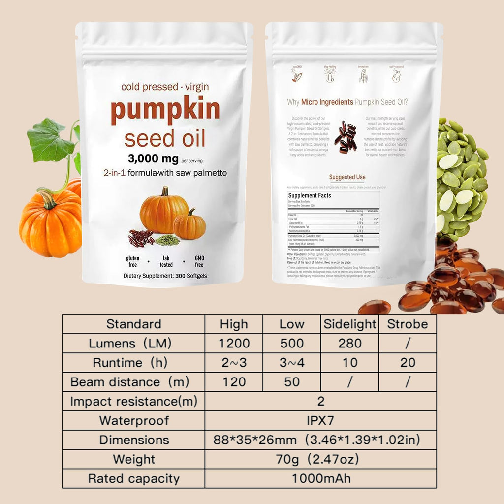 AOLBSPD Pumpkin Seed Oil Capsules with Saw Palmetto – 3000mg per Serving, 300 Softgels | Cold Pressed, Pure Virgin Oil | Supports Hair, Urinary, Bladder & Prostate Health | Non-GMO