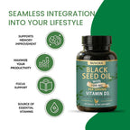 Sabel Black Seed Oil - Within, 5% Thymoquinone, Vitamin D3 1000 MG, Turmeric and Black Pepper Extract Supporting Health by Restoring Balance from 60 Capsules