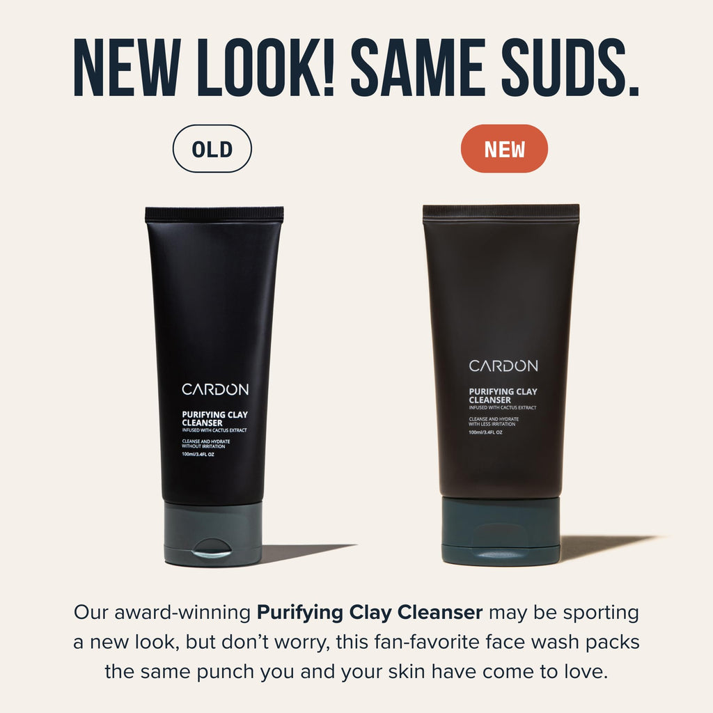 Cardon Men's Deep Pore Cleaning Clay Face Wash, 4x Better Than Charcoal, Oily, Acne-Prone Skin | Korean Premium Skin Care | Remove Face Oil & Dirt, (1 CT)