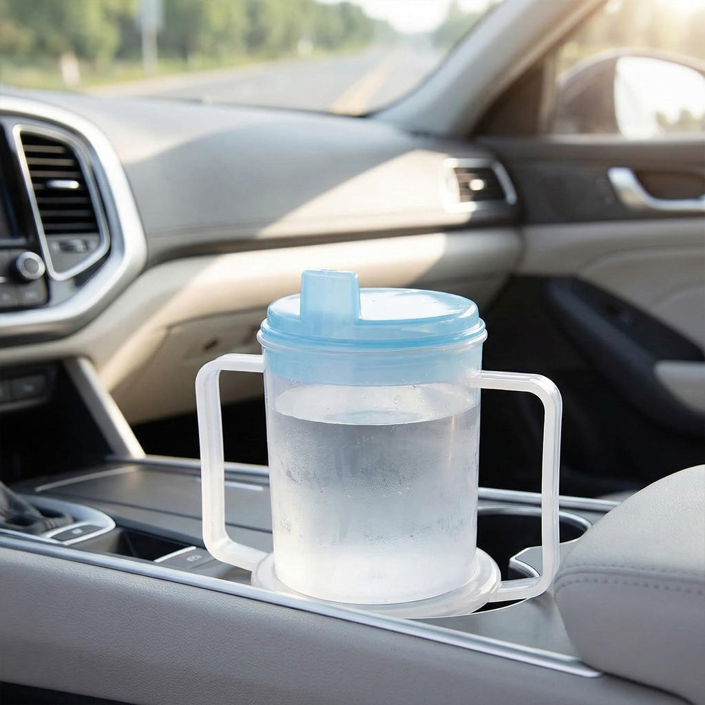 Life Healthcare Adult Drinking Cup for Elderly – 300ml Non Spill Cups – Dishwasher Safe Non-BPA Plastic Two Handled Cup for Elderly – Plastic Beakers for Adults, Disability People