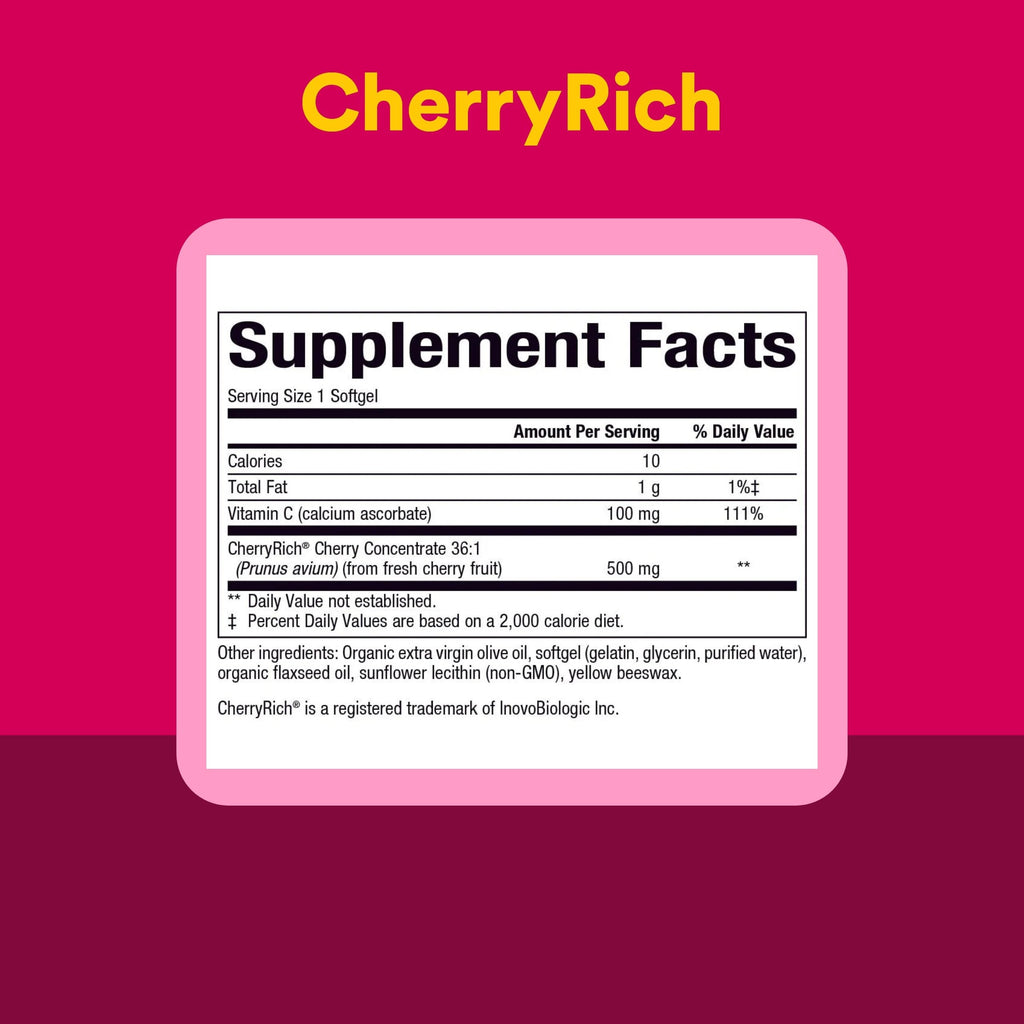 CherryRich by Natural Factors, Super Strength Cherry Concentrate, Antioxidant Support for Healthy Joints and Uric Acid Metabolism, 90 softgels (90 servings)