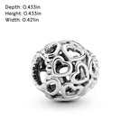 PANDORA Hearts All Over Charm - Openwork Heart Design - Hand-Finished - Jewelry for Women with Gift Box - Compatible Moments Charm Bracelets - Sterling Silver