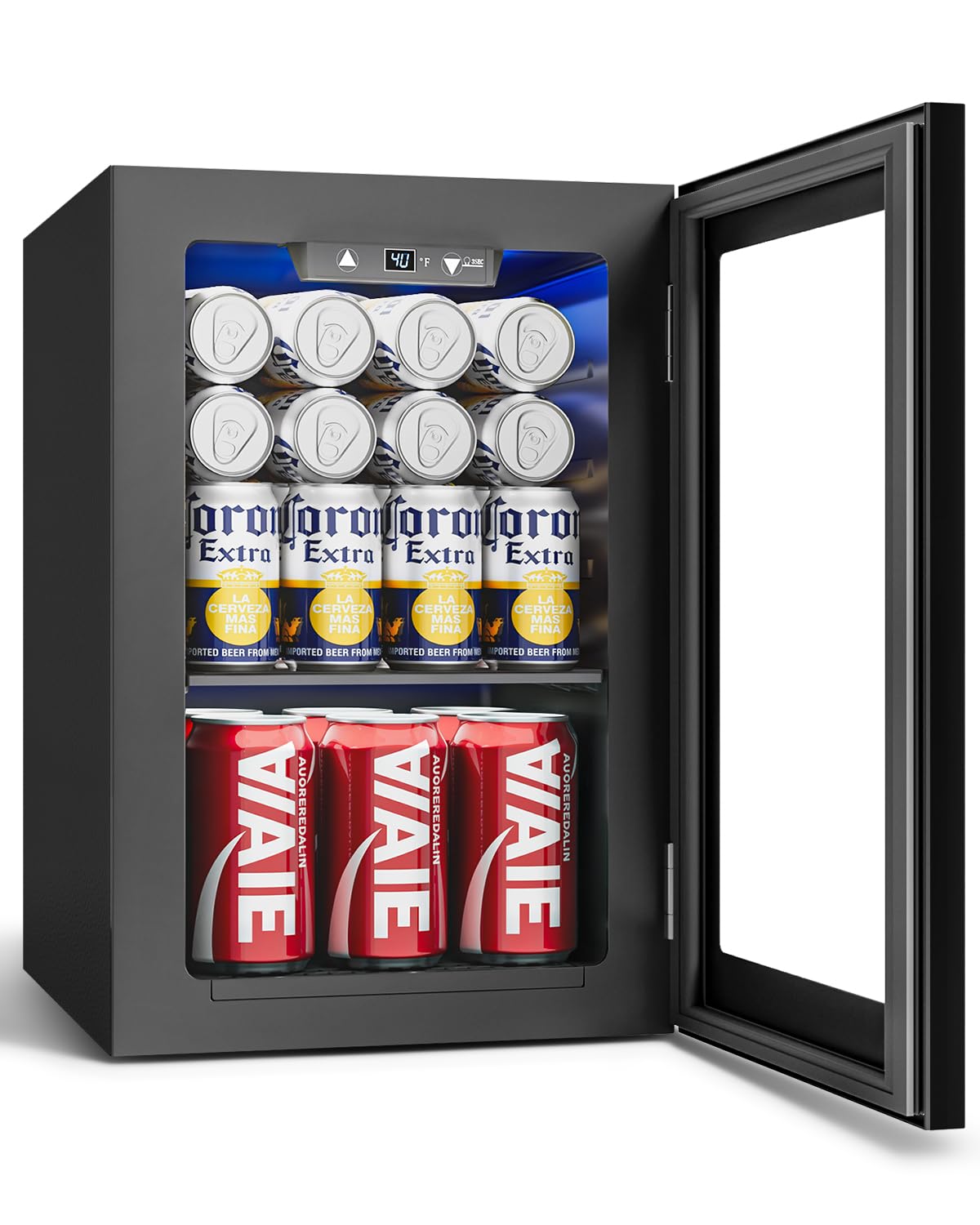 Feelfunn 24 Can Beverage Refrigerator, Mini Fridge, Black