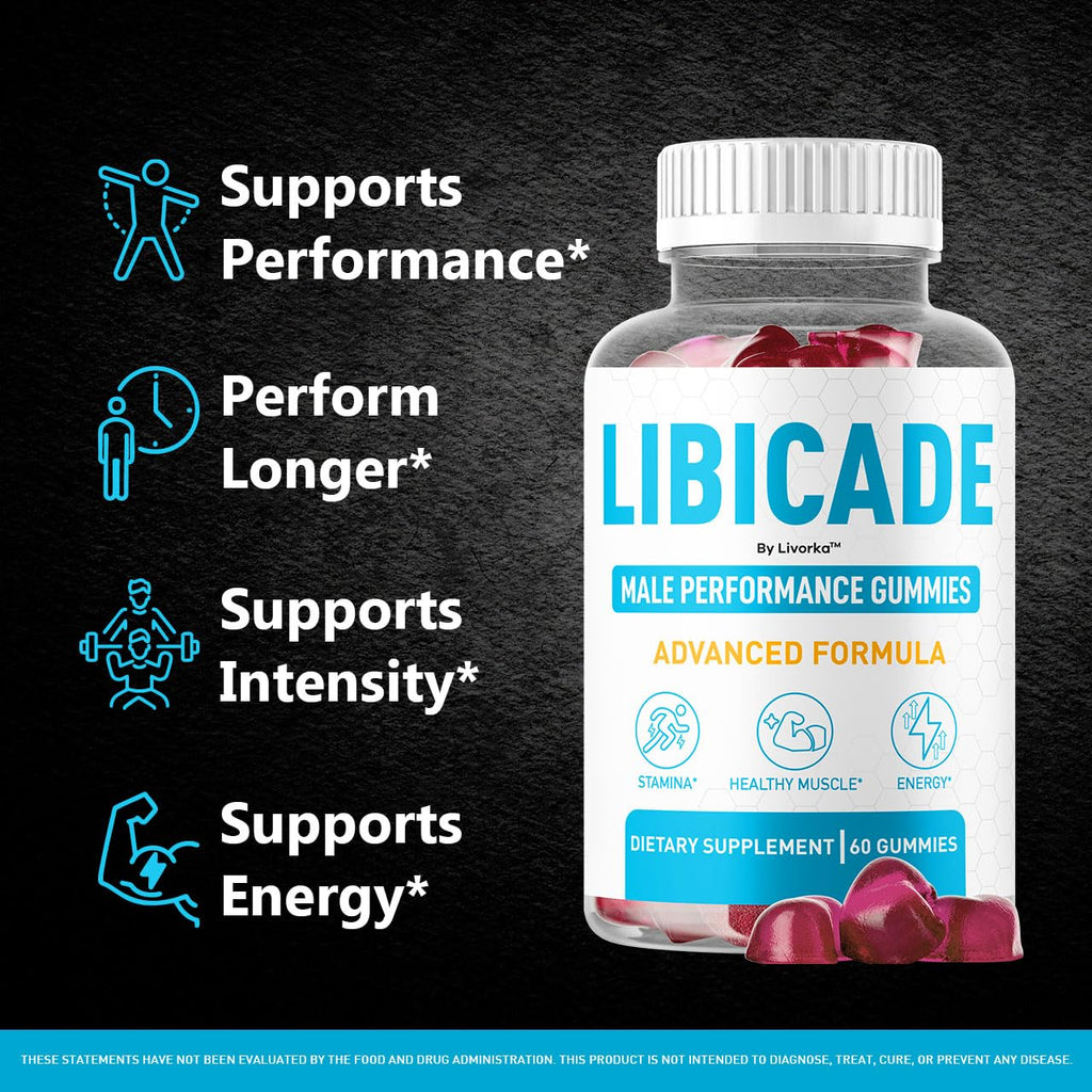 (3 Pack) Libicade Gummies - Official Libicade Premium Supplement Gummy for Men - Maximum Strength, All Natural Drive Advanced Formula Daily Support Overall Health & Wellness, 180 Gummies for 3 Months