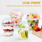 Lamosi 100 Pack 9 oz Clear Plastic Cups with Lids, Disposable Cups with Dome Lids No Hole, Ideal for Ice Cream, Cold Drinks, Fruit, Dessert, Yogurt Parfait