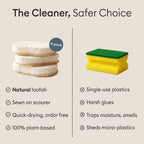 Vove Scrub Sponges 4 Pack, Cellulose & Cotton with Natural Loofah, Eco-Friendly Loofah Dish & Kitchen Sponges, Bathroom Scrubbing Pads, FSC-Certified Packaging