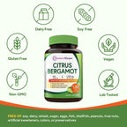 Doctor's Recipes Citrus Bergamot Capsules 1200mg, Pure Bergamot Extract, Rich in Polyphenolic Flavanones, with Black Pepper Extract, Natural Heart Health Supplement for Women and Men, Vegan, 120 Count