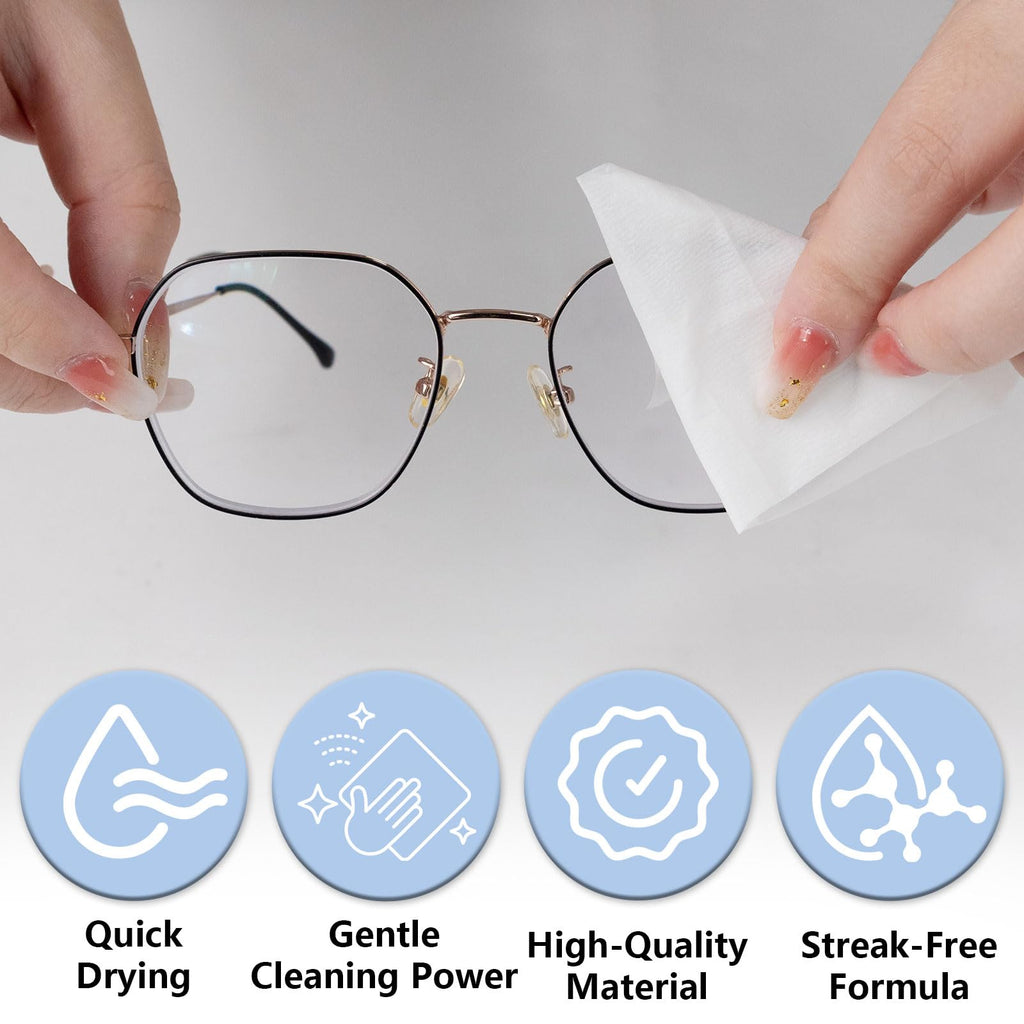 Lens Wipes for Eyeglasses (500 Count), Pre-moistened Cleaning Wipes, Non-Scratching and Streak-Free, Individually Packaged, Suitable for Cleaning Camera Lenses, Sunglasses, and Optical Equipment