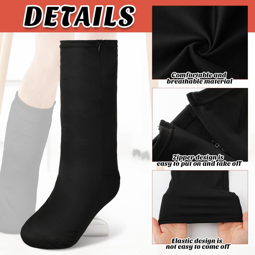 Boao 2 Pcs Leg Cast Cover, Medium Short Cast Sock Cover Below the Knee Leg Sleeve for Foot Men Women(Black, Gray)