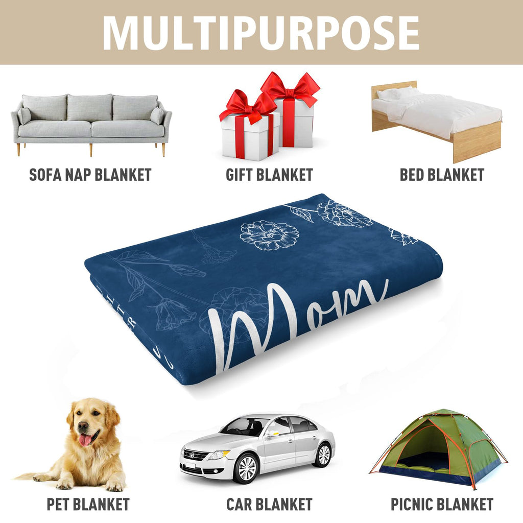 GiltGlimmer Mom Birthday Gifts, Mom Floral Blanket Blue, 60" x 50"