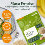 Navitas Organics Maca Powder – 100% Gelatinized Peruvian Maca for Smoothies, Lattes, Baking & More – Energize & Balance - USDA Organic, Non GMO, Vegan, Gluten Free (16oz. Bag, 180 Servings, 2-Pack)