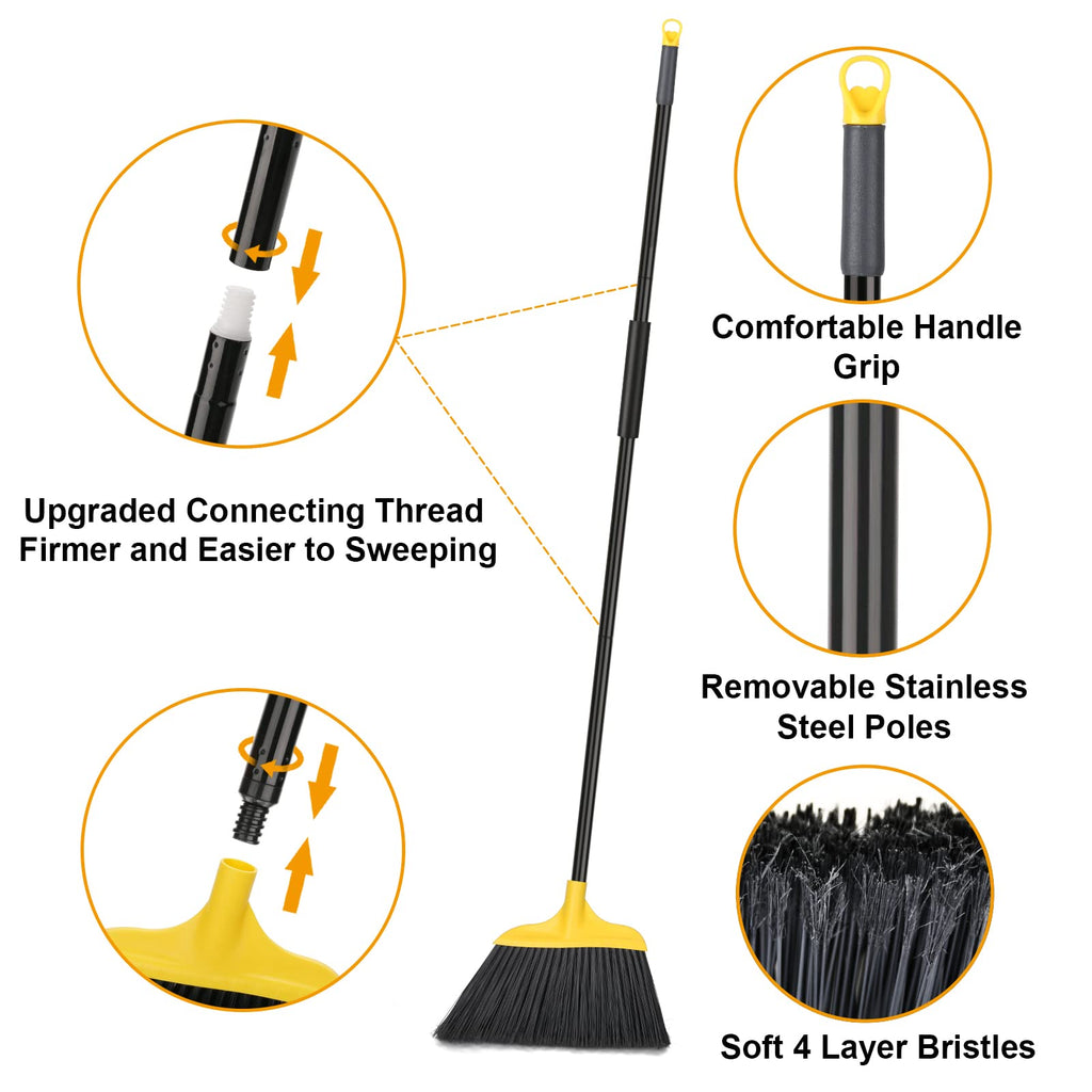 Kefanta 3 Pack Outdoor Broom Heavy-Duty Indoor Commercial Brooms 54 Inches for Courtyard Garage Restaurant Lobby Patio Mall Market Office Shop Home Kitchen Office Floor
