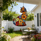 Stained Glass Window Hanging Sun Catchers with Cat Design