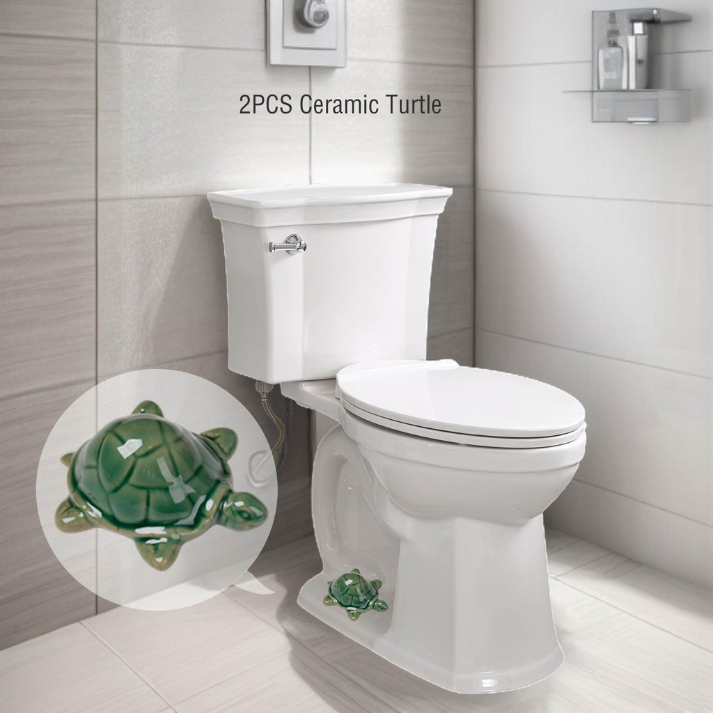 WANSHUNLMI Green Sea Turtle Toilet Floor Bolt Caps, Ceramic Sea Turtle Toilet Bolt Covers, Cute Bathroom Decor, Easy Installation and Universal Fit, Don't Cut Those Bolts! (Green Sea Turtle)