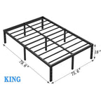 NEW JETO Metal Bed Frame,King Size Bed Frame with Storage Space,18 Inch