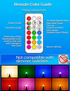 ILC RGB LED Light Bulb, Color Changing Light Bulb, 40W Equivalent, 450LM, 2700K Warm White 5W E26 Screw Base RGBW, 12 Color Choices - Timing Infrared Remote Control (8 Pack)