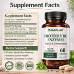 AMVILAB Proteolytic Enzymes | Trypsin & Chymotrypsin – Advanced Digestive Enzyme Supplement for Woman&Men - Digestive Enzymes for Protein Breakdown, Immune & Circulatory Health - 60 Capsules