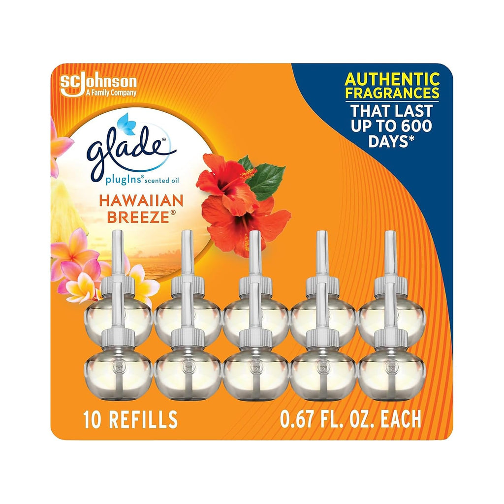 Glade PlugIns Air Freshener Refills, Hawaiian Breeze, 10 Count