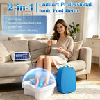 Ionic Detox Foot Bath - Foot Spa, Ionic Foot Bath Detox Machine Chi Cleanse with Tub, Wrist Strap, Far Infrared Waistbelt, 2 Arrays, Blue Bag
