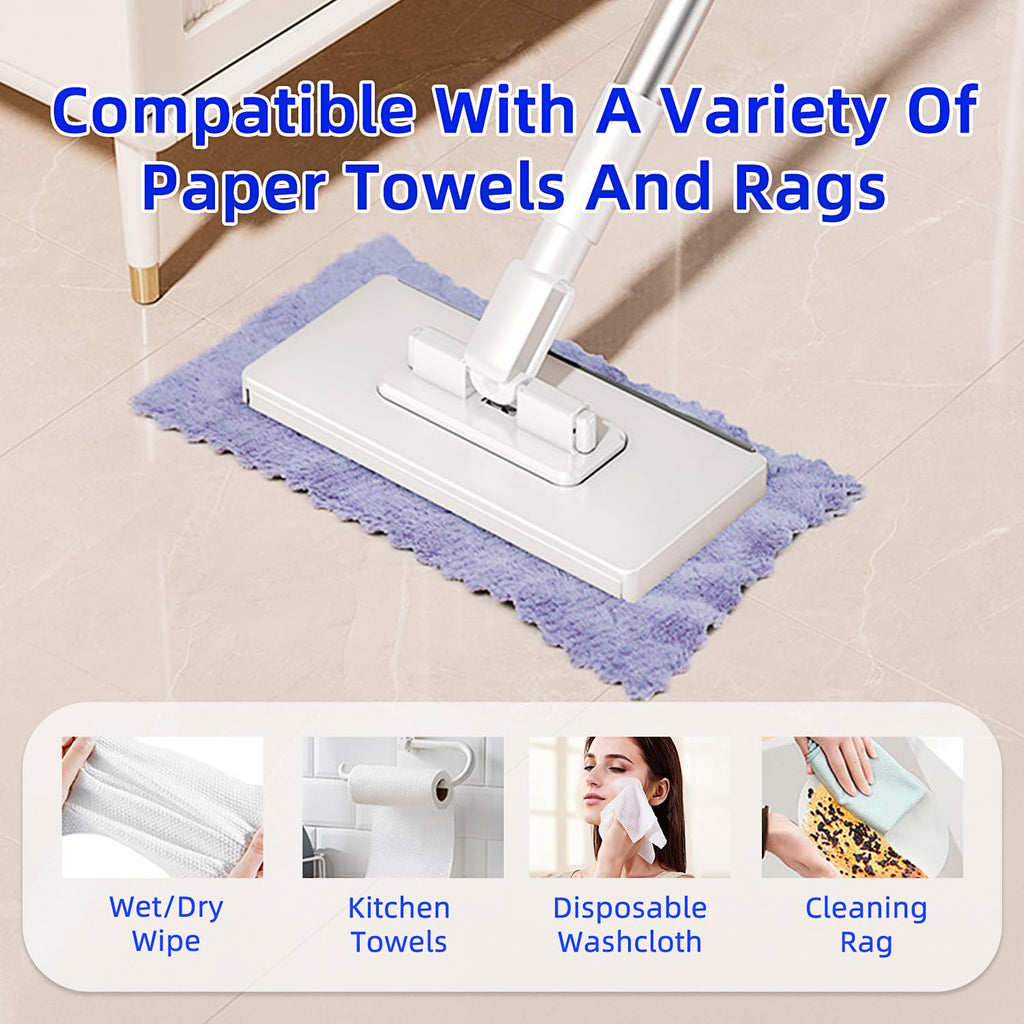 KZKR Mini Wet & Dry Sweeping Mop Touchless Disposable Mop Convenient Flat Dust Removal Multi-Surface Cleaning for Hardwood and Tile Floors, 1 Second Installation (Grey,White,2 Pack)