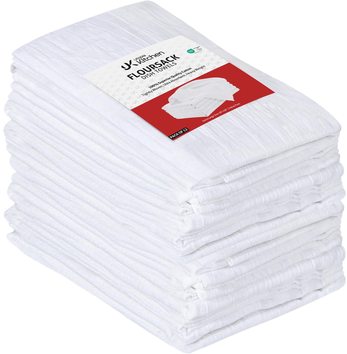 Utopia Kitchen White Flour Sack Towels [12 Pack - 28 x 28 Inch] 100% Cotton