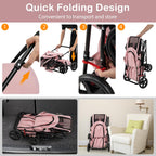 HAPPAWS Dog Stroller with 2 Detachable Carrier, Pet Stroller for Small Medium Dogs Cats, Jogger/Travel/Camping, 4-in-1 Doggy Pet Carrier, Carrier Strolling Cart with Lockable Wheels (Light Pink)