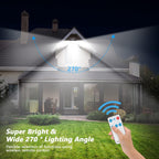 YSEAGA Solar Lights Outdoor Waterproof, 288 LED 2800LM Motion Sensor Outdoor Lights with Remote Control, 4 Head Solar Flood Lights Outdoor for Patio, Garage, Yard, Wall, IP65 Security Lights 2 Pack