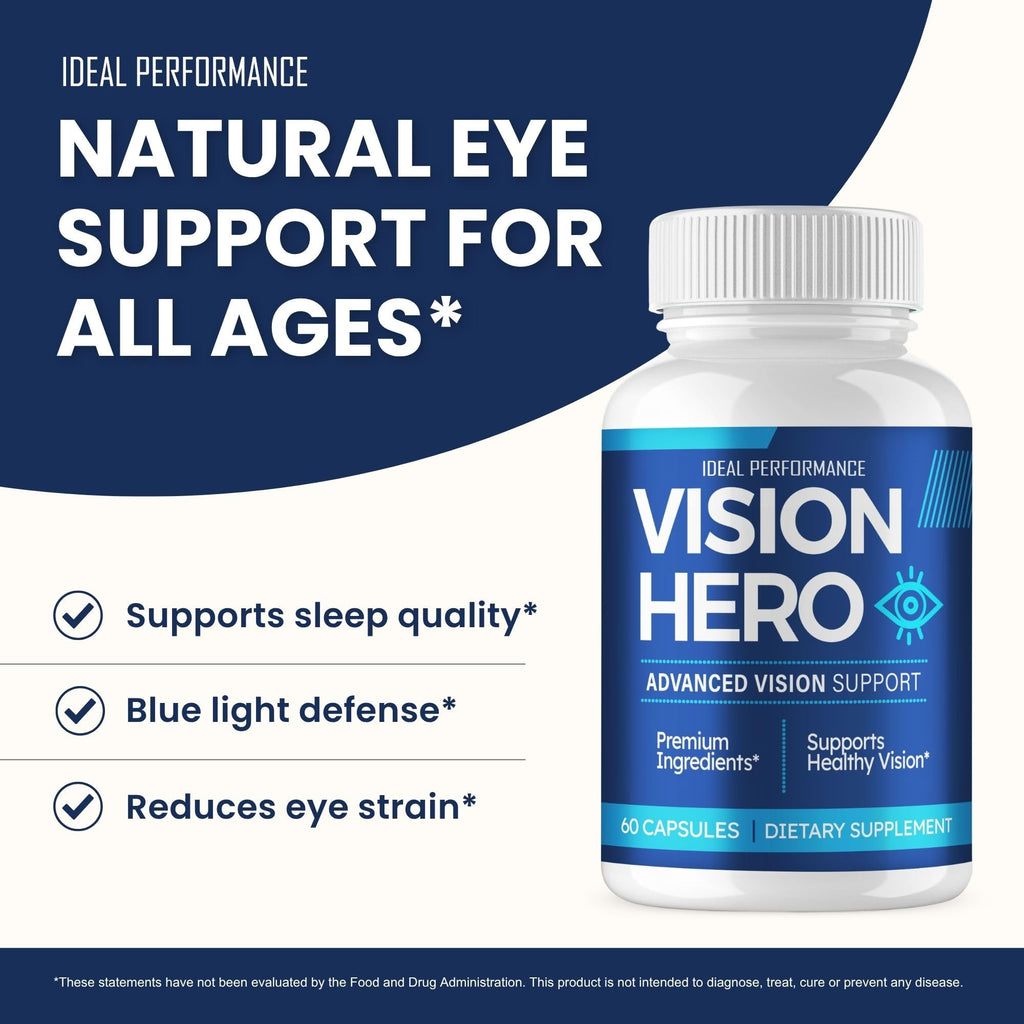 Vision Hero Capsules, Official VisionHero Eye Vitamins Supplement Pills - Maximum Strength, All Natural Formula Visual Wellness & Crystal Clear View, Vision Hero Advanced Support Reviews (2 Pack)