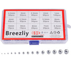 Breezliy 690 Piece 1-10mm 15 Sizes Metric Precision 304 Stainless Steel Assorted Loose Bicycle Bearing Steel Ball Assortment Kit