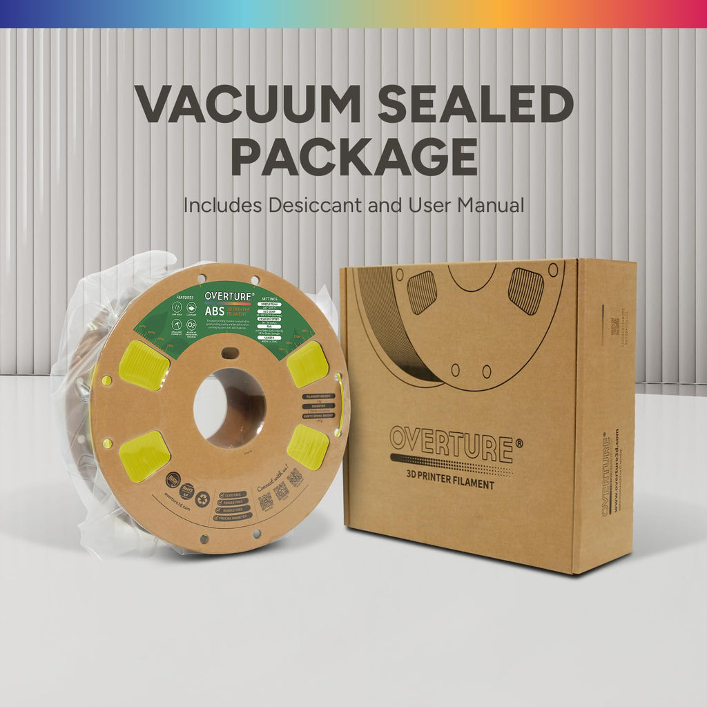 OVERTURE ABS Filament 1.75mm, High Strength & Heat-Resistant 3D Printer Filament, Low Warping, Excellent Durability, ABS 1kg (2.2lbs) Cardboard Spool, High Precision +/- 0.02mm (Yellow)