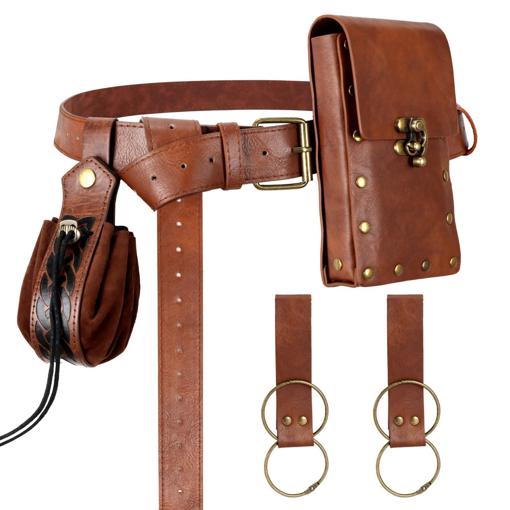Renaissance Belt Pouch Medieval Pirate Costume Accessories Set for Cosplay