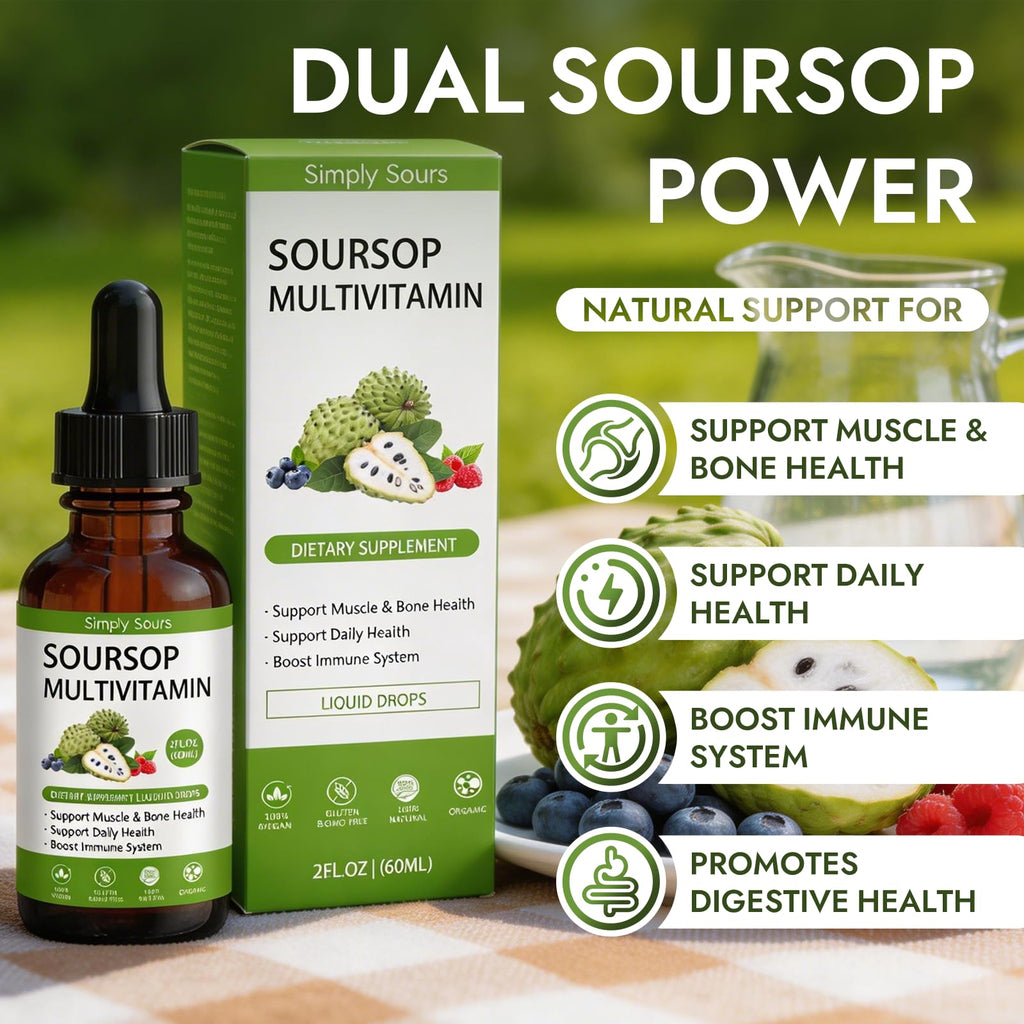 Simply Sours Organic Soursop Graviola Extract Drops - 5000mg Pure Leaf & Fruit Liquid Supplement, 2 fl oz