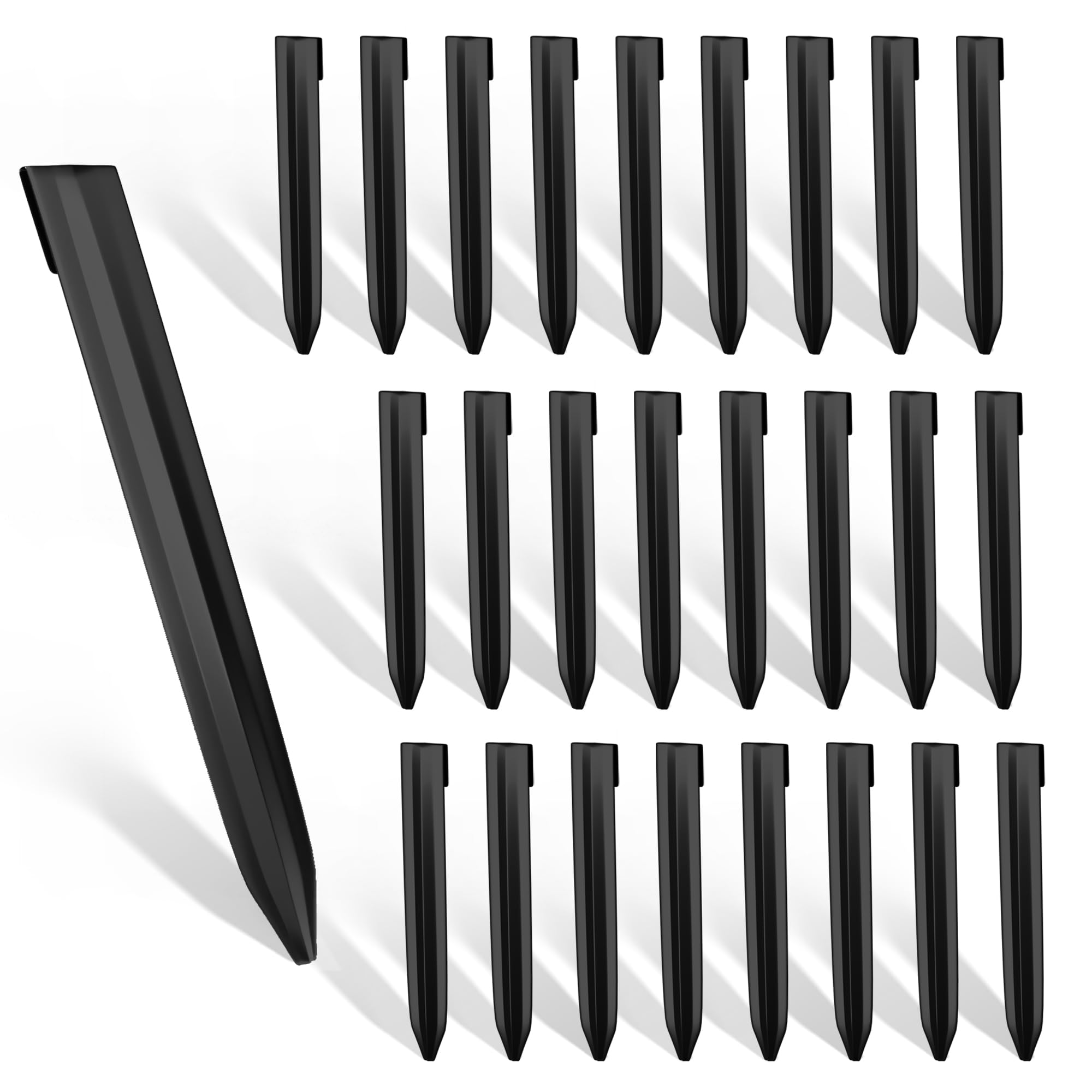 WORTH 26Pcs 8 in. Metal Landscape Edging Stakes, Silver Steel Garden Spikes