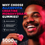 NSF Certified Creatine Gummy 5g - Creatine Monohydrate Gummies for Men & Women. Boost Focus,Strength, and Endurance, Anti-Melting Formula, Vegan, Gluten-Free, Non-GMO,(Raspberry & Blueberry 135 ct)