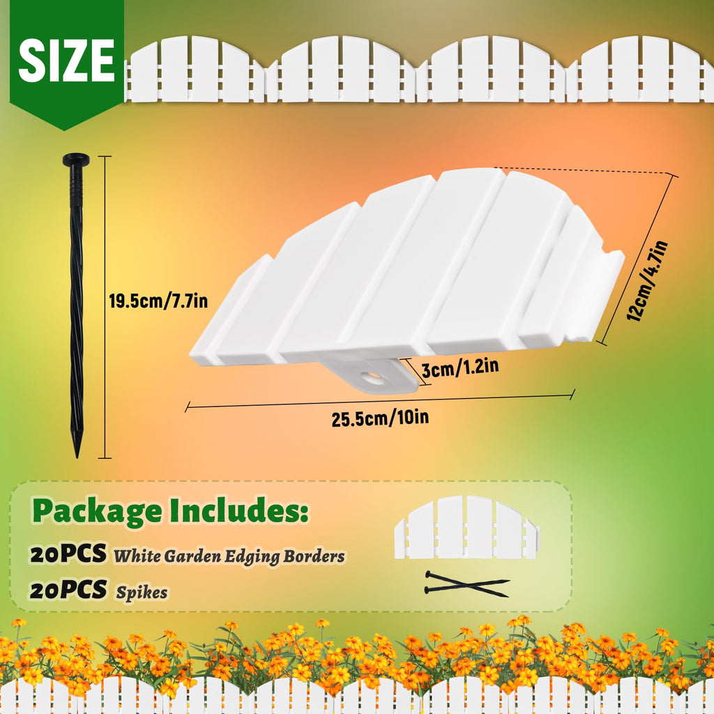 White Garden Edging Flexible Landscape Border with Anchoring Spikes for Lawn Flower Bed Outdoor Decor (30)