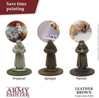 The Army Painter Color Primer, Leather Brown, 400ml, 13.5oz - Acrylic Spray Undercoat for Miniature Painting